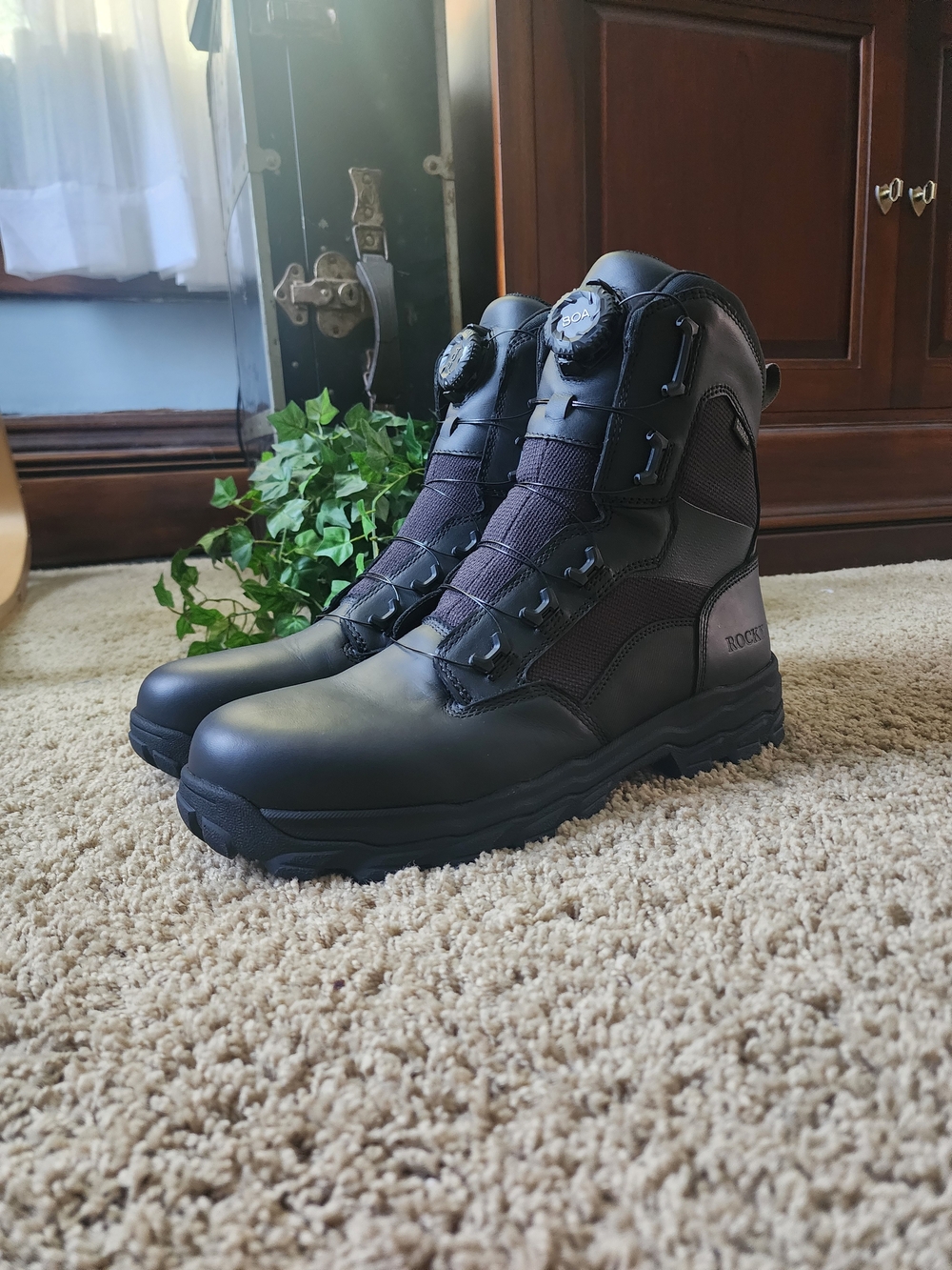 Rocky Men's Black Tactical BOA Lace-Up Duty Boots
